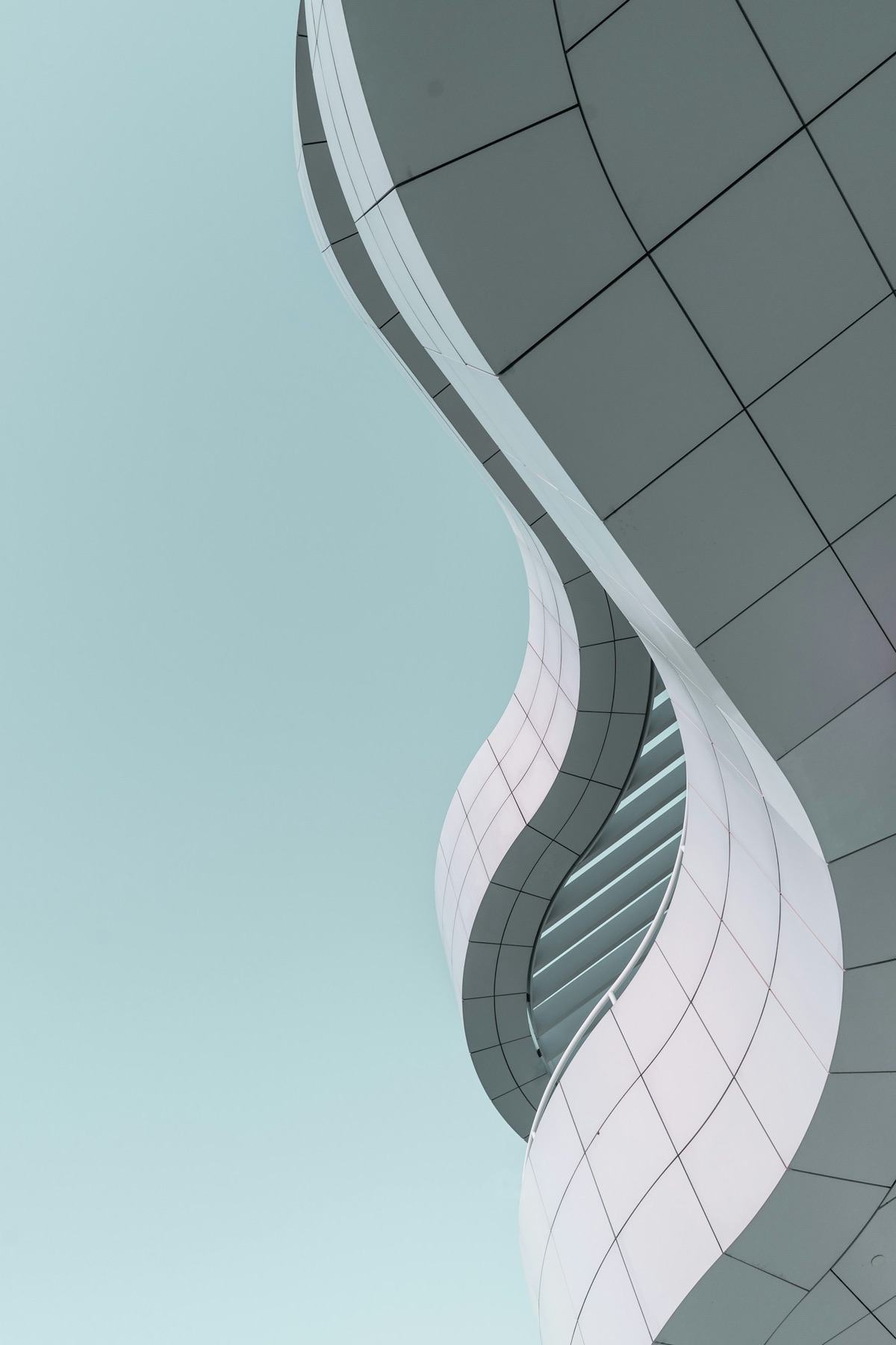 Curved facade of a contemporary commercial building